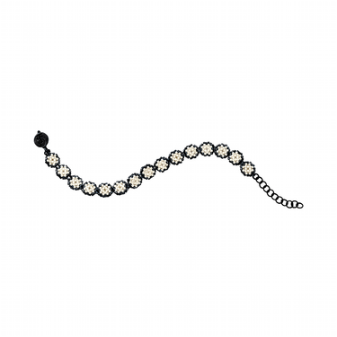 Pulsera Diamantes Cuadrados Negro Ajustable Perla